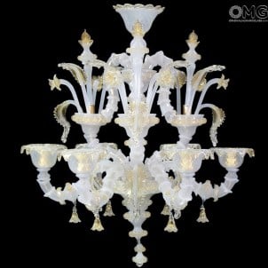 Chandelier Seguso White - Rezzonico - Murano Glass - 6 lights