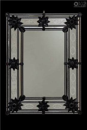 Riccardo - Espejo veneciano - Flores negras de lujo