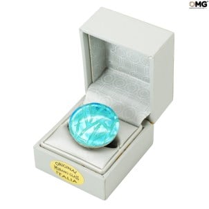 Ring Charming round  - Light Blue - Original Murano Glass OMG