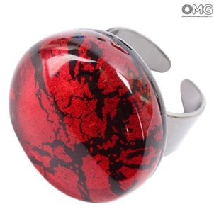 迷人戒指-紅色-Murano原始玻璃OMG
