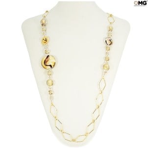 Lange Halskette Roma - mit Gold und Aventurin - Original Murano Glas OMG