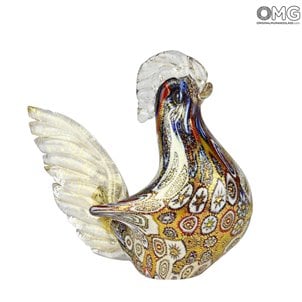 Hahnfigur in Murrine Millelfiori Gold - Tiere - Original Murano Glas OMG