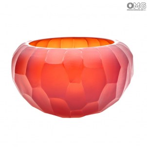 Red Bowl Battuto - Geblasene Vase - Original Murano Glas Red Bowl Battuto - Geblasene Vase - Original Murano Glas