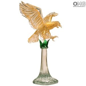 Águila - Estatua de cristal con oro puro - Origen Cristal de Murano OMG
