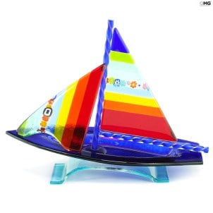 قارب شراعي - متعدد الألوان - زجاج مورانو الأصلي