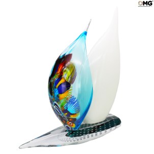 獨家 - 帆船 - 帶 Murrine - 雕塑 - 原創 - Murano - 玻璃