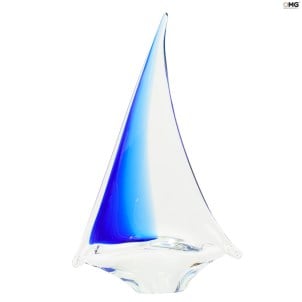 قارب شراعي - أزرق - زجاج مورانو الأصلي OMG