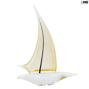 帆船-ゴールド24カラット-オリジナルムラノグラスOMG