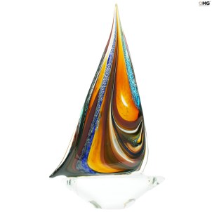قارب شراعي - سماوي - زجاج مورانو الأصلي OMG