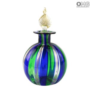 香水瓶圓形-藍色和綠色-原裝Murano玻璃OMG