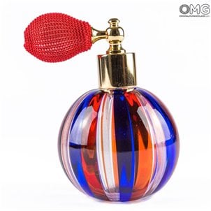 Botella Perfume Atomizador Avventurina Azul, Rojo y Blanco - Diferentes tamaños y colores - Cristal de Murano