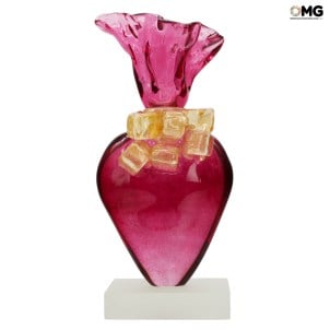 Sculpture exclusive - Coeur - en Or 24 carats et verre de Murano