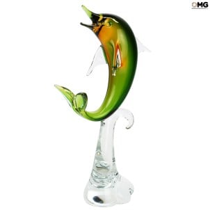 海豚圖 - 綠色 - Original Murano Glass