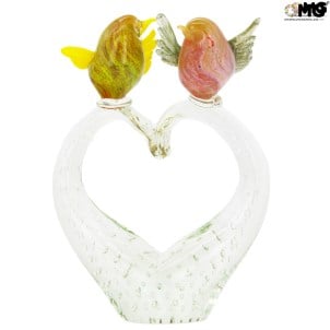 عصفور جميل - فرع القلب - زجاج مورانو الأصلي OMG