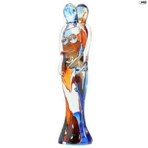 Lovers Skulptur - OneLove - Blau orange rot gelb - Original Murano Glas OMG