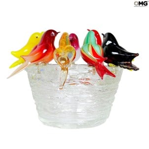 9 عش العصافير - كريستال - زجاج مورانو الأصلي OMG