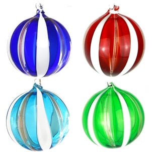 Juego de 4 bolas de Navidad - Canes Fantasy - Navidad de cristal de Murano