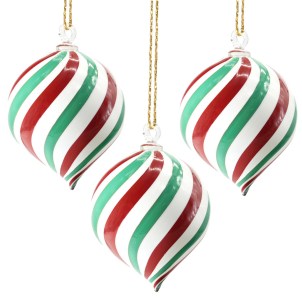 Set di 3 Palle di Natale Twisted - Italy - Vetro di Murano Originale OMG