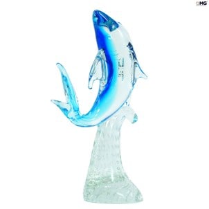 Tubarão na onda - Escultura - Vidro de Murano Original OMG