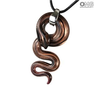 Snake pendant - Black - Original Murano Glass