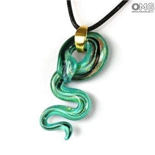 Подвеска в виде змеи - зеленый - Original Murano Glass