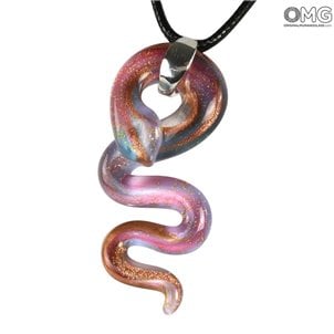 Snake pendant - Pink - Original Murano Glass