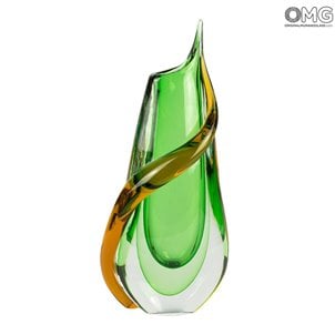 Vase Calla - Deep Green Sommerso - Original Murano Glas OMG