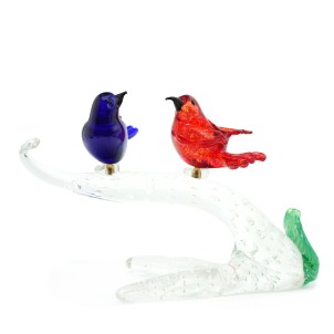 sparrows_birds_branch_red_blue_original_murano_glass