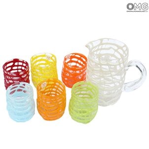 Spiderweb_set_glasses_pitcher_murano_glass