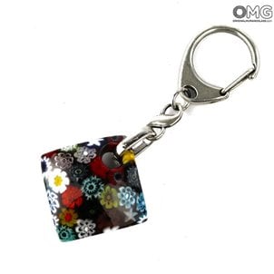 ميدالية مفاتيح مربعة - مع ميليفيوري - زجاج مورانو الأصلي OMG