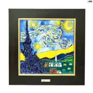 A Noite Estrelada - Tributo em tela de Van Gogh - Vidro de Murano Original OMG