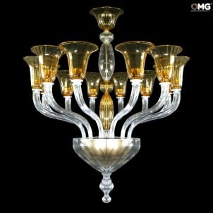 Lámpara de araña veneciana Sultano Amber Mini - Cristal de Murano original