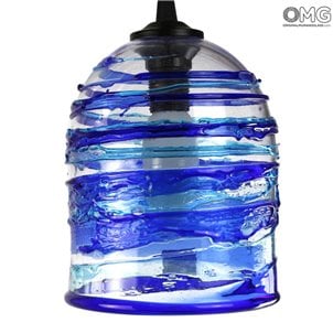 Lámpara Colgante Azul - Estilo Sbruffy - Cristal de Murano Original