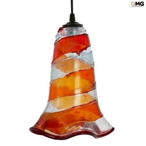Lámpara Colgante Naranja - Estilo Sbruffy - Cristal de Murano Original