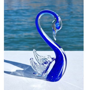 Swan Figurine - With colors Sommerso - 1 Piece - Orginal Murano Glass OMG