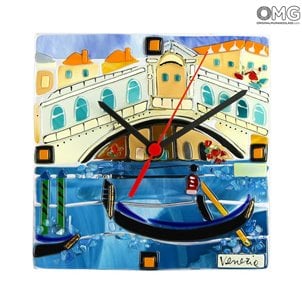 Table Clock Rialto Bridge - Original Murano Glass OMG