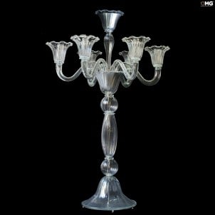 Tischlampe Flambeau - Kristall 6 Licht - Original Murano Glas OMG