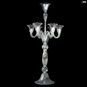 Lampe de table Flambeau - Cristal 6 lumières - Verre de Murano d'origine OMG
