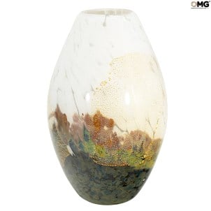 Tirreno - schwarz-goldene Vase - Original Muranoglas OMG