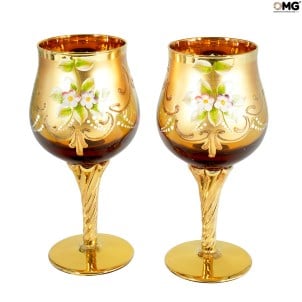 Набор из 2 бокалов Trefuochi Янтарный - Original Murano Glass OMG