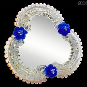 Flowers Re Davide Blue Espejo de mesa Veneciano - Cristal de Murano