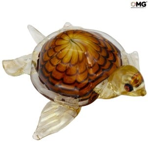 Tartaruga Marinha - Efeito Mármore - Vidro Murano Original OMG