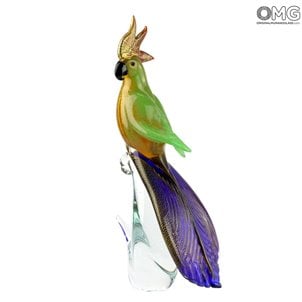 Kaiserlicher männlicher Papagei - Glasskulptur - Original Murano Glass Omg
