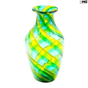 Vase Filigran Bunt Cannes grün -Original Murano Glas OMG