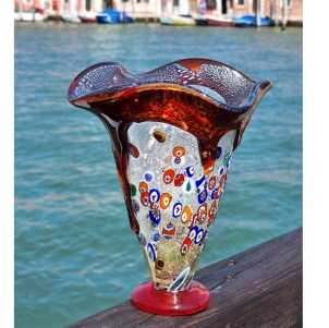 Tulipano - Red Flowers Vase Glass Murrine