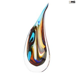Tear Vase Multicolor com Silver - Sommerso - Original Murano Glass