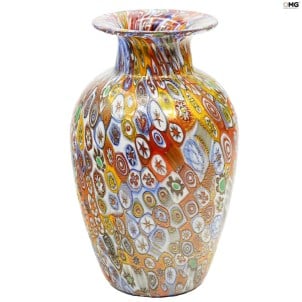 Vase Millefiori Colorful Mix mit Gold - Origianl Murano Glass OMG