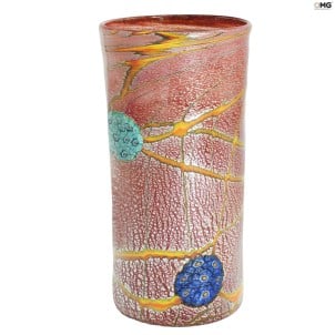 Murrine 花瓶與銀 - 紅色 - Original Murano Glass OMG