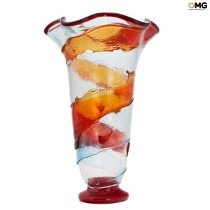 Sbruffi Ulysses orange - Blown vase - Original murano Glass OMG