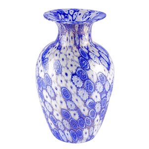Vase Millefiori Colourful Blue White - Origianl Murano Glass